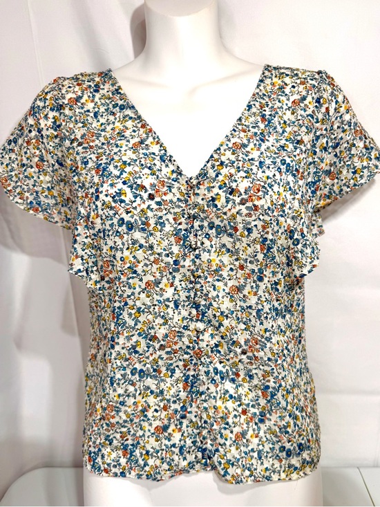 Madewell Tops - Madewell Floral Button Front Blouse Flutter Sleeve Cinched Back Top 6